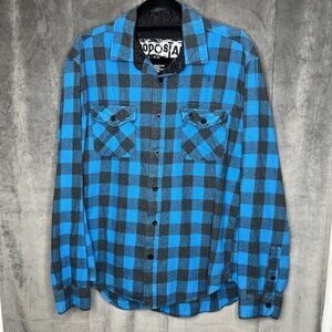 Aeropostale Flannel Shirt Large Blue Button Front Long‎ Sleeve